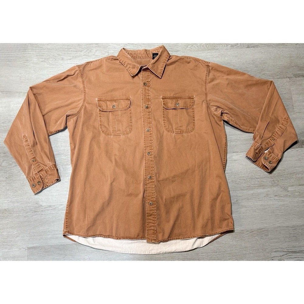 Vintage RedHead Button-Up Men's XL Solid Cotton Orange Long Sleeve Pockets